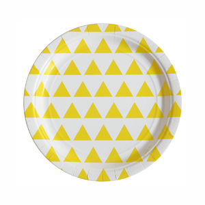 Paperilautanen, keltaiset kolmiot (8  kpl)