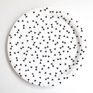 Paperilautanen, mustat rusetit (8 kpl)