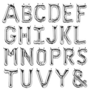 Puhallettavat kirjainfoliopallot, hopea (34 cm)