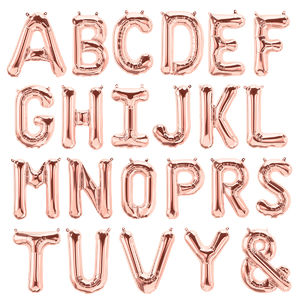 Puhallettavat kirjainfoliopallot, ruusukulta (34 cm)