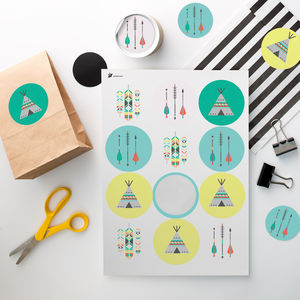 Intiaanit tarra-arkki, ympyrä Ø 60 mm