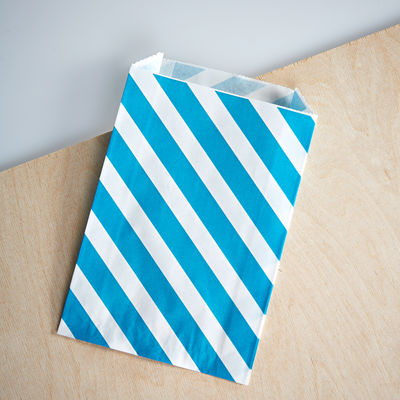 Vinoraidallinen paperipussi, turkoosi (12 kpl)
