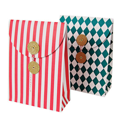 Vihreä ja punainen lahjapussi sulkijalla (2 kpl)