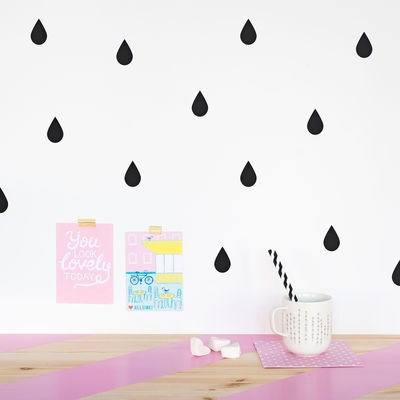 Sadepisarat seinätarrat, musta