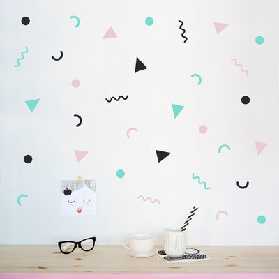 80's party seinätarrat, minttu, musta, vaaleanpunainen