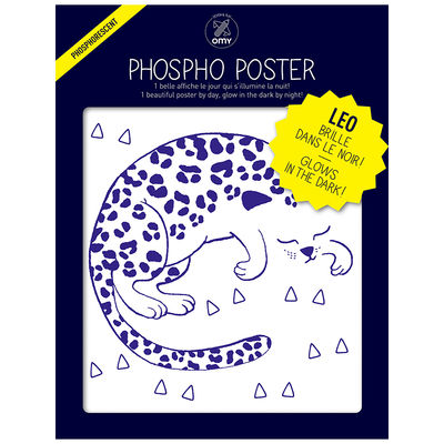 OMY Leo pimeässä loistava leopardijuliste 30 x 40 cm