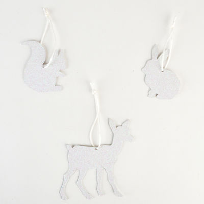 Glitterpaperieläimet, valkoinen (3 kpl)
