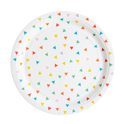 Paperilautanen, värikkäät kolmiot (8  kpl)