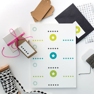 Avaruus etiketti-arkki, 70 x 42 mm