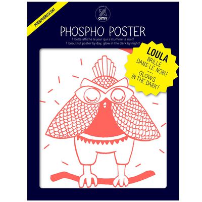 OMY Loula pimeässä loistava pöllöjuliste 30 x 40 cm