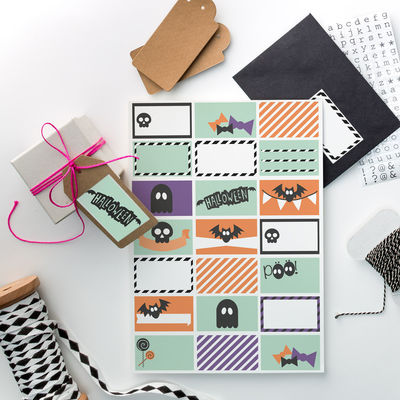 Halloween etiketti-arkki, 70 x 42 mm