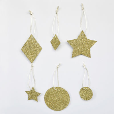 Geometriset glitterkoristeet - kulta (6 kpl)