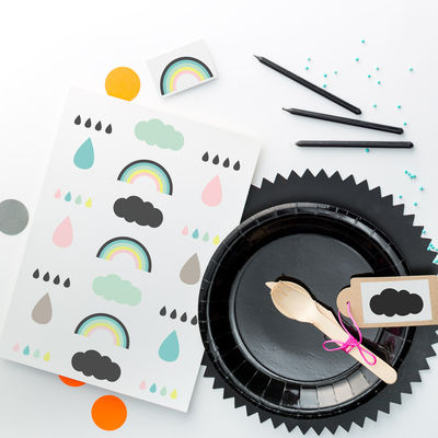 Tulostettavat Pilvi & pisara -etiketit 70 x 42 mm