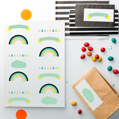 Tulostettavat Pilvi & pisara -etiketit 105 x 42 mm