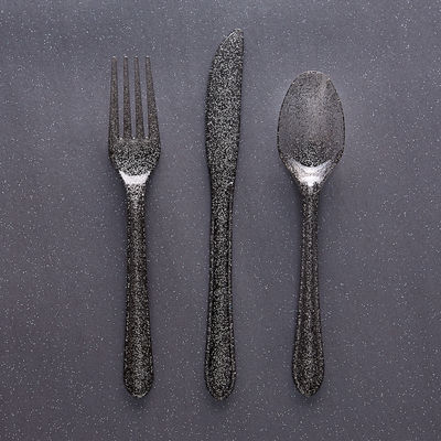 Hopeiset glitterkertakäyttöaterimet (24 kpl)