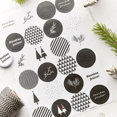 Joulu -tarra-arkki 40 mm (24 kpl)