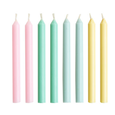 Pastellinsävyiset pienet kakkukynttilät (24 kpl)