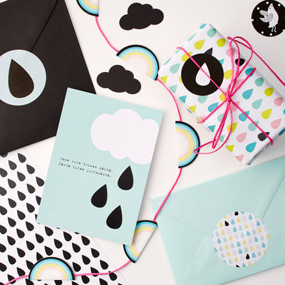 Pilvi & pisara -kutsukortti