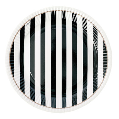 Mustavalkoraidallinen paperilautanen (8 kpl)