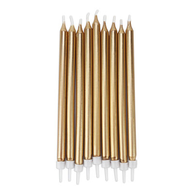 Kullan värinen pitkä kakkukynttilä (12 kpl)