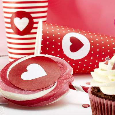 Sydän tarra-arkki, ympyrä Ø 60 mm