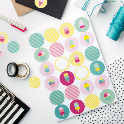 Jätskibaari tarra-arkki, ympyrä Ø 40 mm