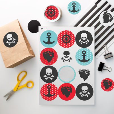 Merirosvot tarra-arkki, ympyrä Ø 60 mm