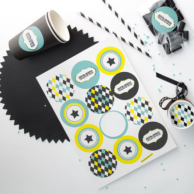 Tulostettavat Sirkus -tarrat Ø 60 mm