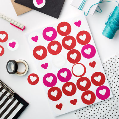 Tulostettavat Sydän -tarrat Ø 40 mm