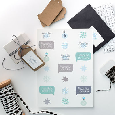 Taikatalvi Napapiirillä etiketti-arkki, 70 x 42 mm