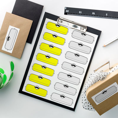 Viikset etiketti-arkki, 105 x 42 mm